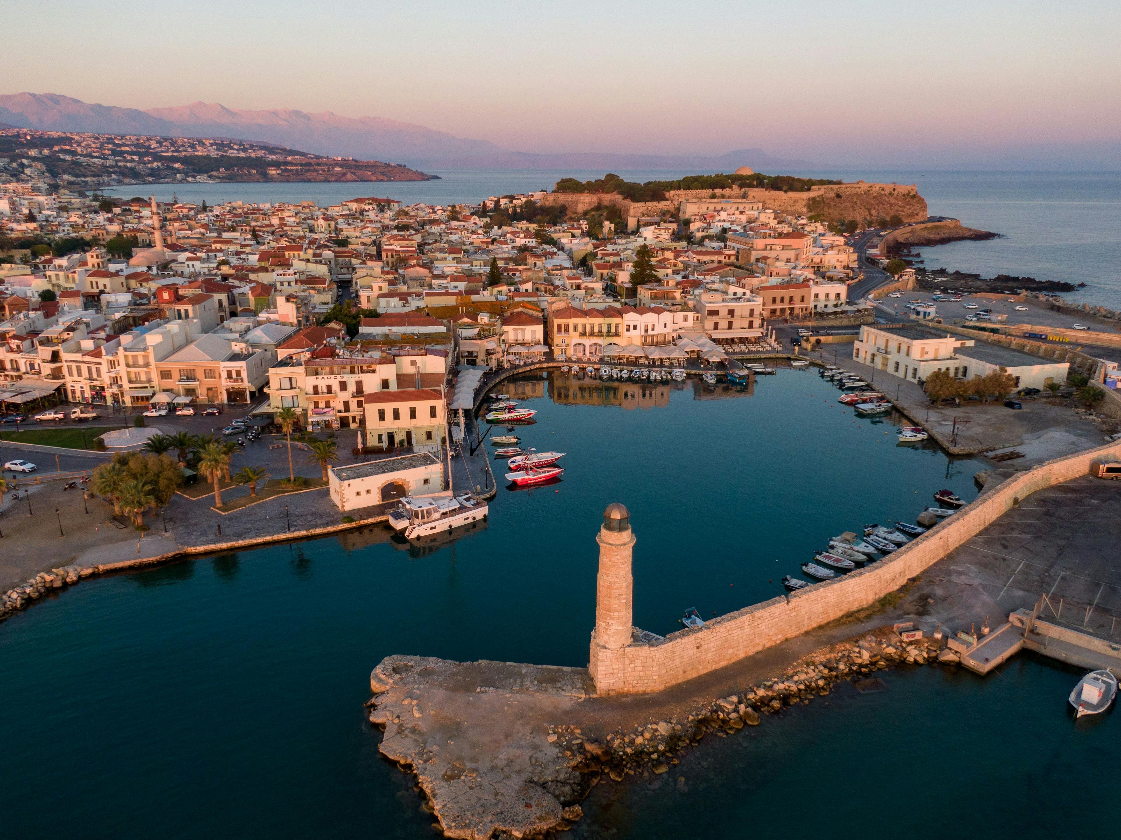 must-visit places in Crete- Rethymnon port sunset  - ratepunk