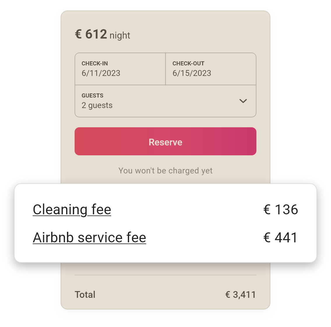 Airbnb checkout panel