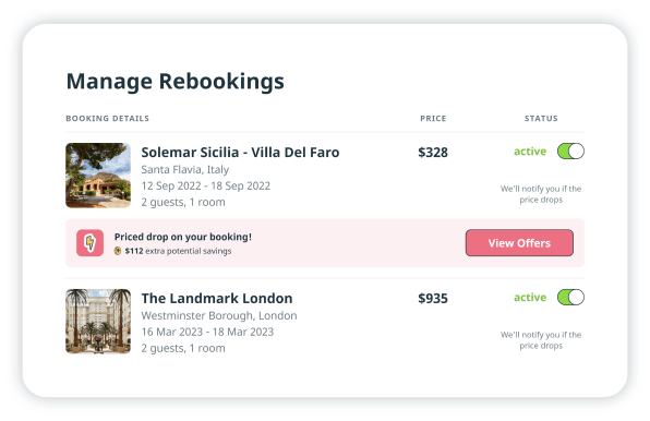 Rebooking feature