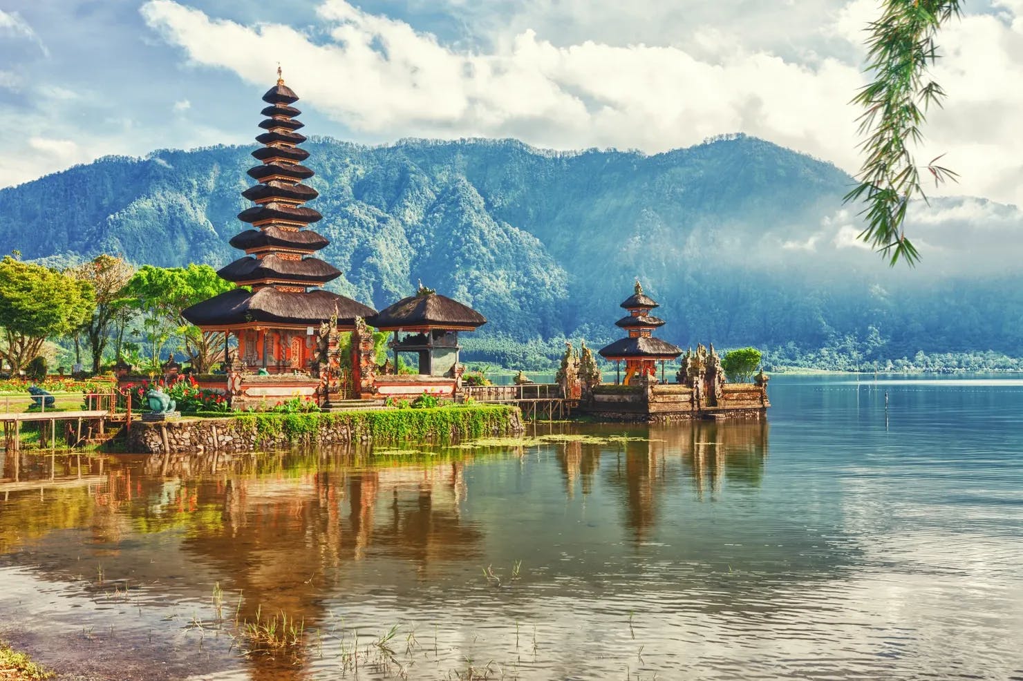 Pura Ulun Danu temple on a lake Beratan in Bali, Indonesia