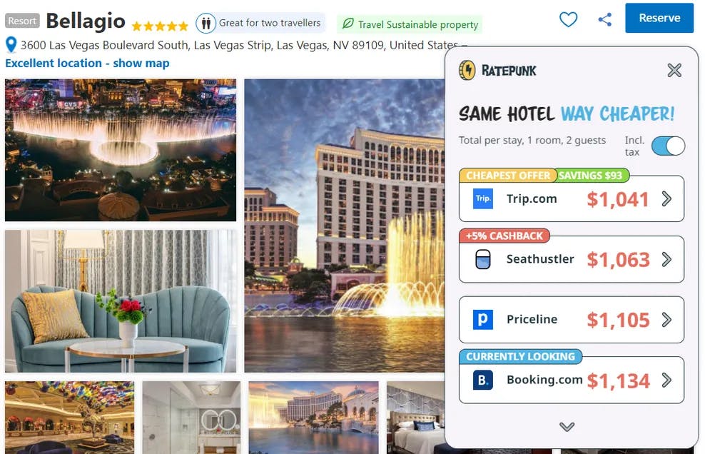 Hotel deal for Bellagio in Las Vegas, USA
