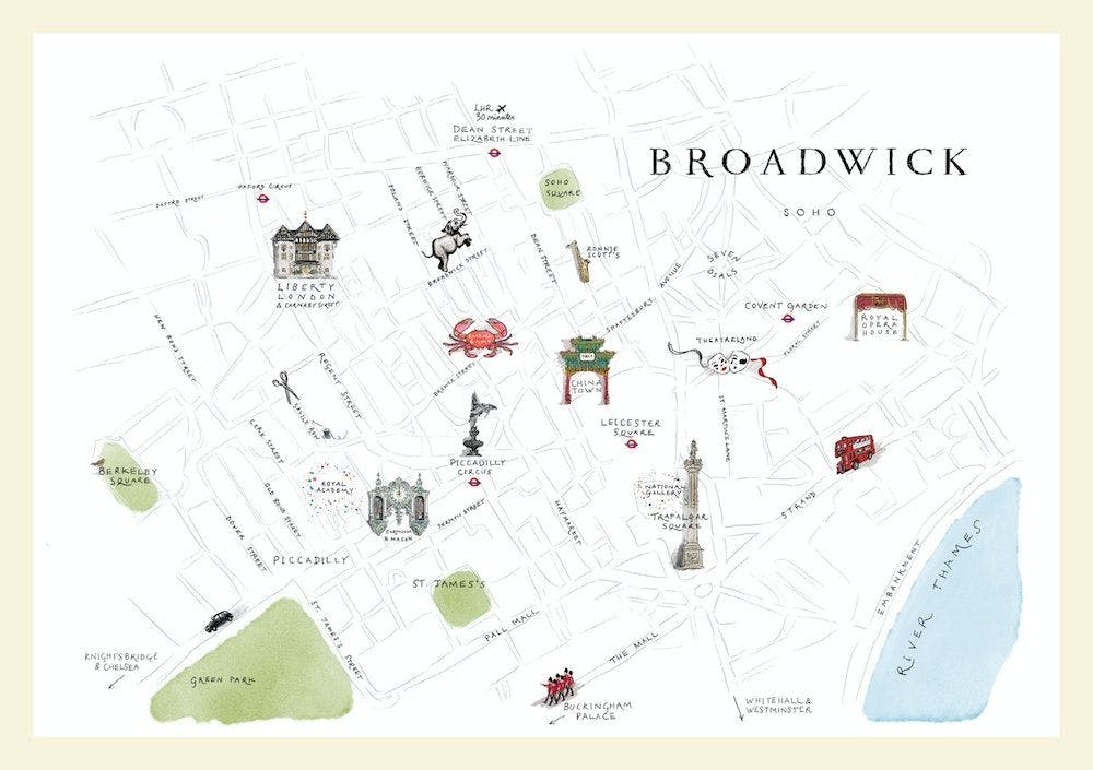 broadwick soho hotel map with attractions surrounding 
