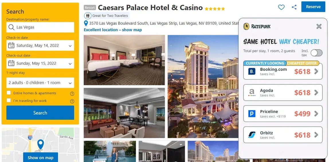 Hotel Günstig Buchen Tipps - Caesars Palace Hotel mit RatePunk