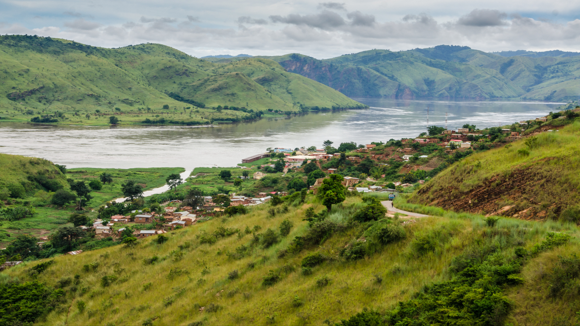 a small village in Democratic Republic of Congo, near the river and mountains