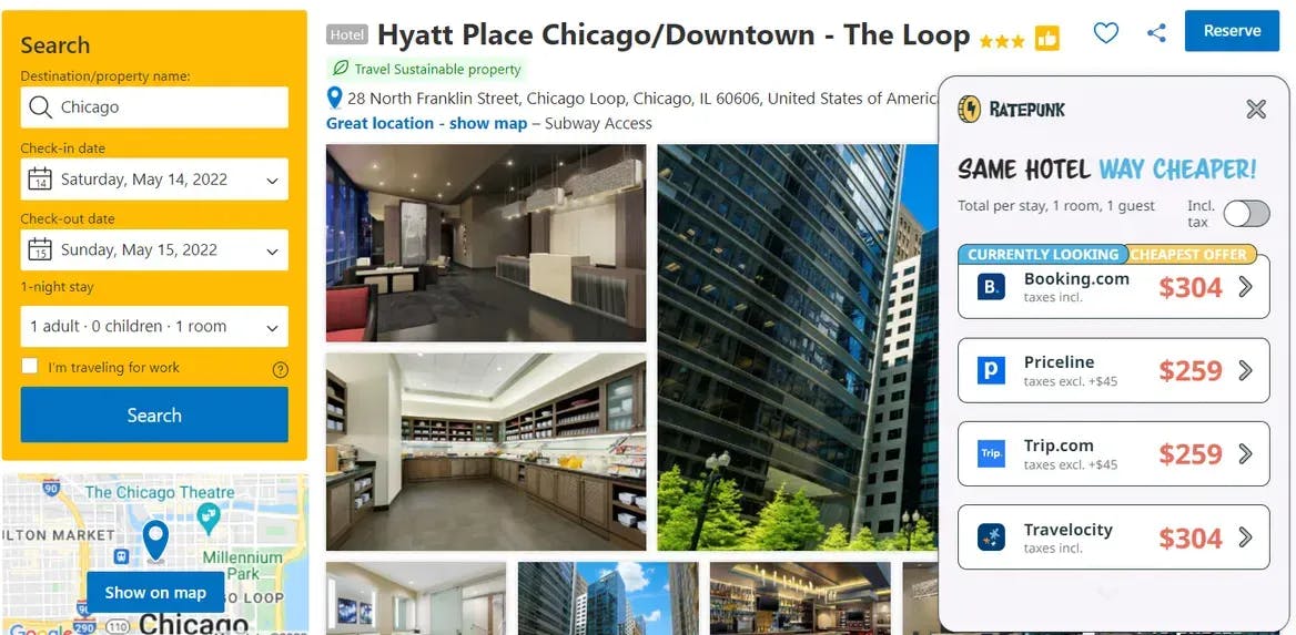 Hotel Günstig Buchen Tipps  - Hyatt Place Chicago Wochenende angebote - RatePunk