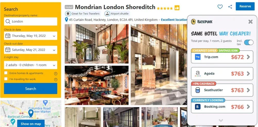 Hotel Günstig Buchen Tipps - Mondrian London Hotel - RatePunk