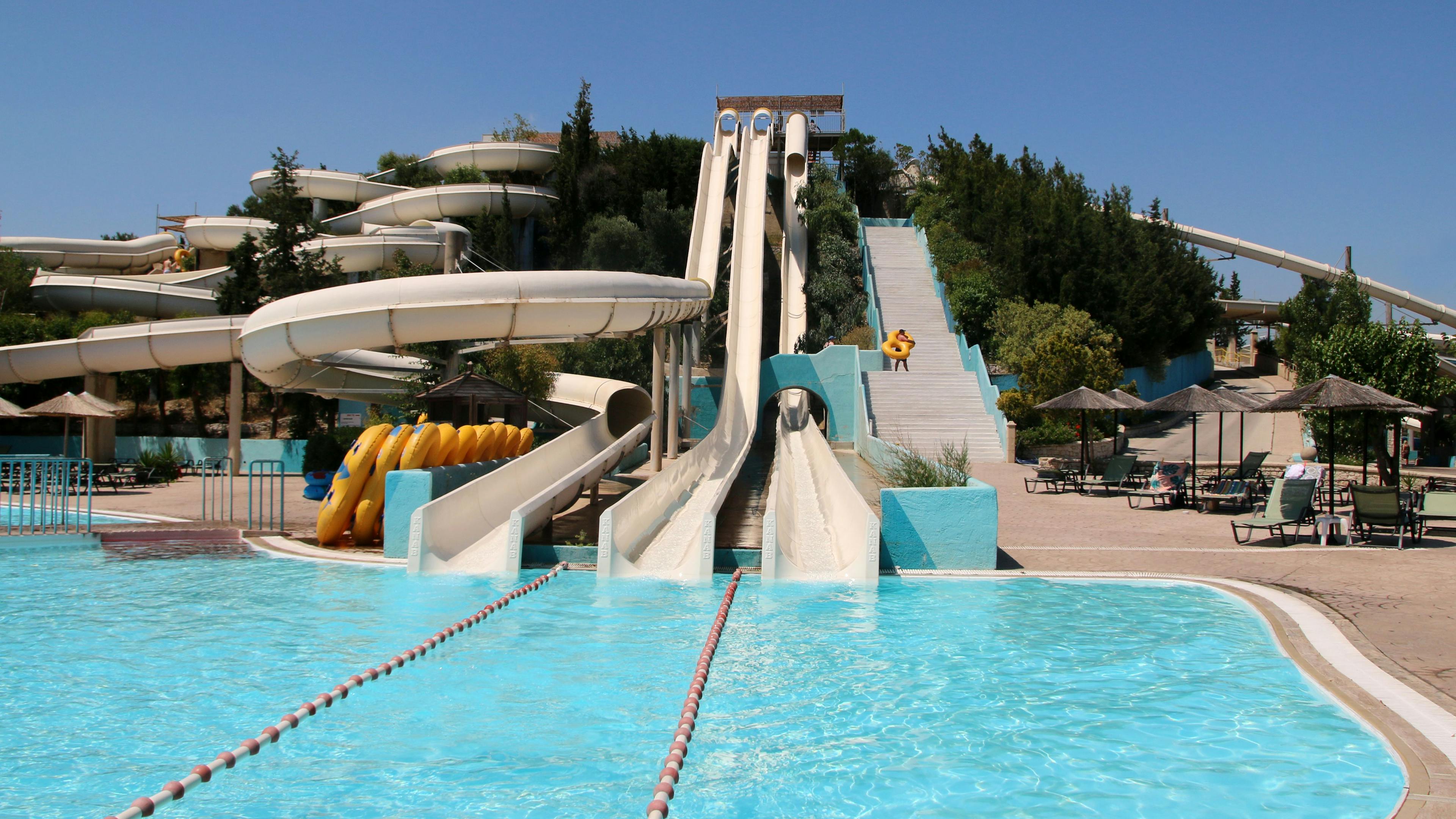 extreme white slides of waterpark, rhodees
