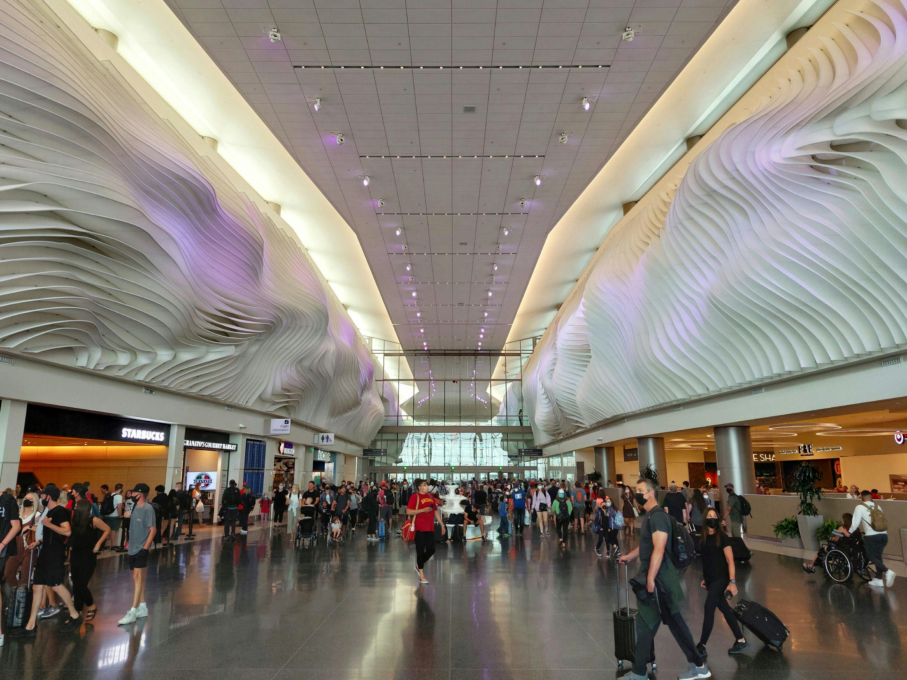 Passengers pass through the central part of the brand new terminal at Salt Lake City International Airport