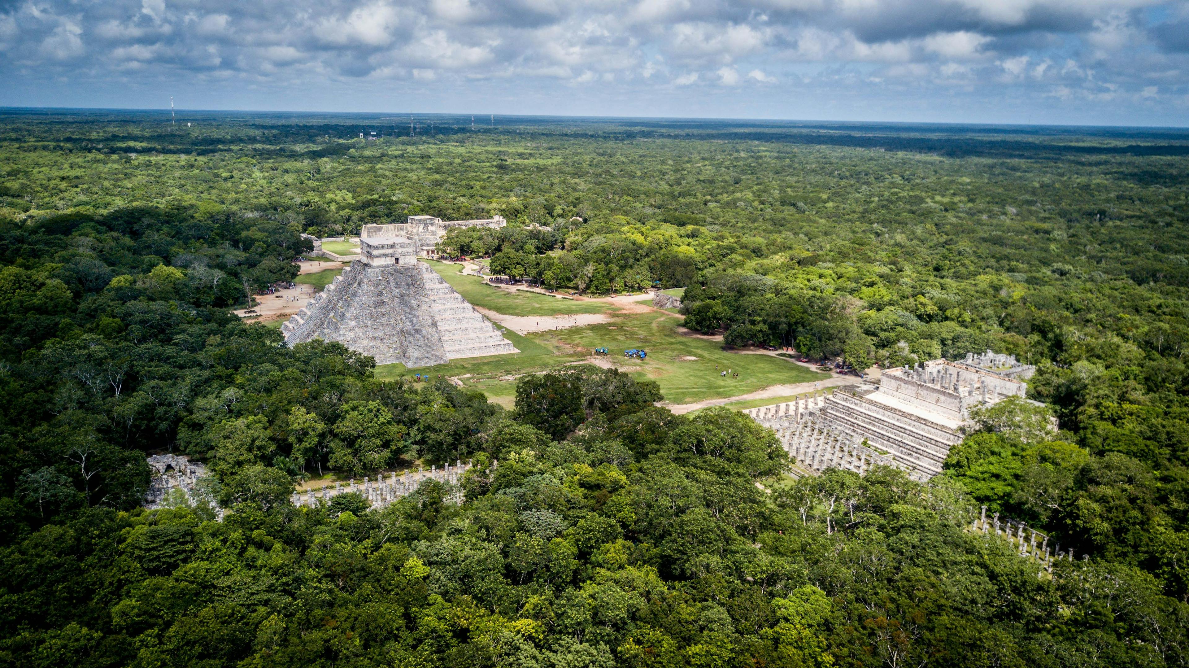 Aerial view of the pyramid, Calakmul, Campeche, Mexico