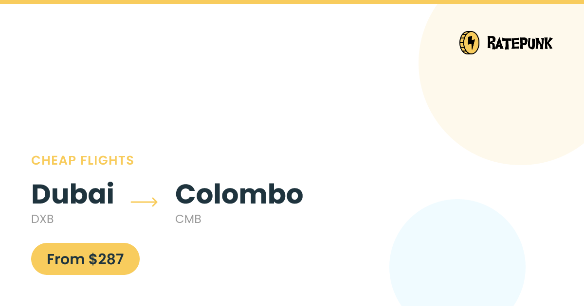 Find Cheap Flights from Dubai (DXB) to Colombo (CMB) | RatePunk